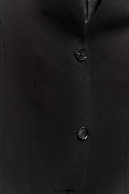 Zara облекло 66FT201 Жени вталена жилетка с копчета черен