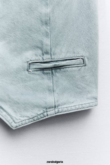Zara облекло 66FT205 Жени z1975 съкратена дънкова жилетка сиво