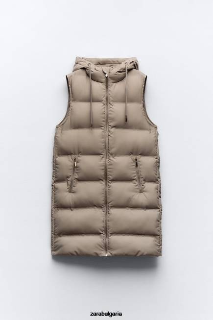 Zara облекло 66FT206 Жени водоотблъскваща ветрозащитна пухкава жилетка норка