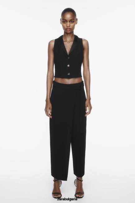 Zara облекло 66FT214 Жени жилетка отгоре черен