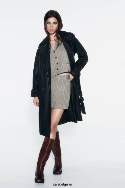 Zara облекло 66FT218 Жени жилетка с рибена кост сив мергел