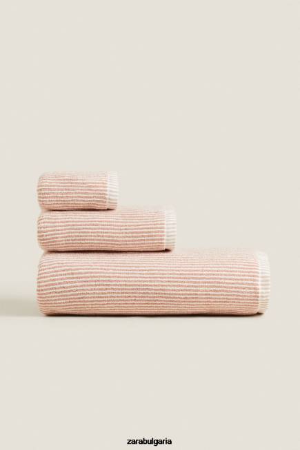 Zara аксесоари 66FT1699 унисекс раирана кърпа от боядисана нишка бледо розово