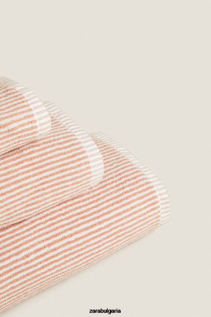 Zara аксесоари 66FT1699 унисекс раирана кърпа от боядисана нишка бледо розово