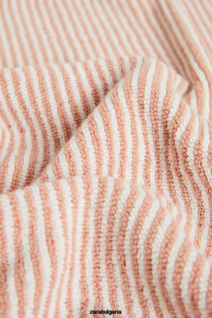 Zara аксесоари 66FT1699 унисекс раирана кърпа от боядисана нишка бледо розово