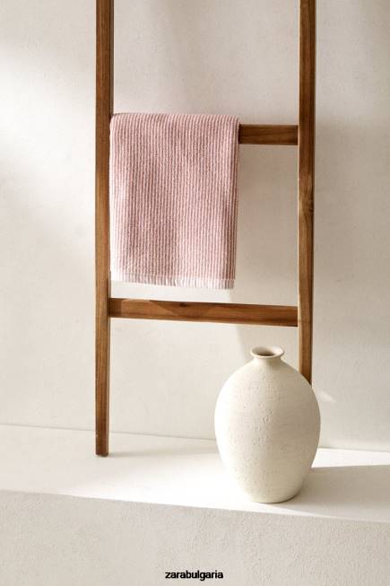 Zara аксесоари 66FT1699 унисекс раирана кърпа от боядисана нишка бледо розово