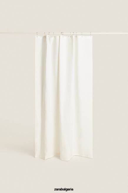 Zara аксесоари 66FT1702 унисекс ленена завеса за душ бяла стрида