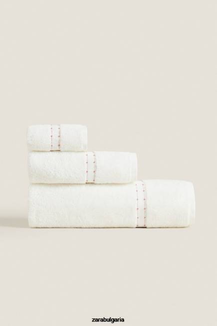 Zara аксесоари 66FT1705 унисекс бродирана памучна кърпа бяла стрида