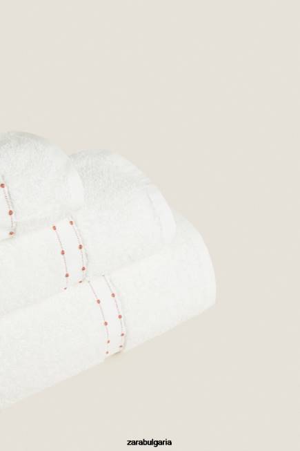 Zara аксесоари 66FT1705 унисекс бродирана памучна кърпа бяла стрида