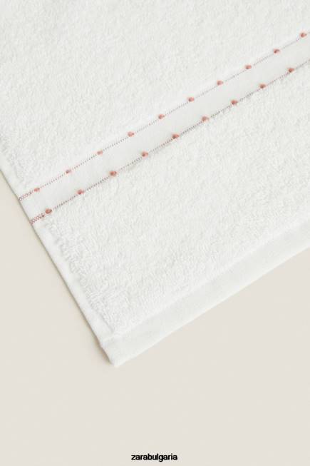 Zara аксесоари 66FT1705 унисекс бродирана памучна кърпа бяла стрида