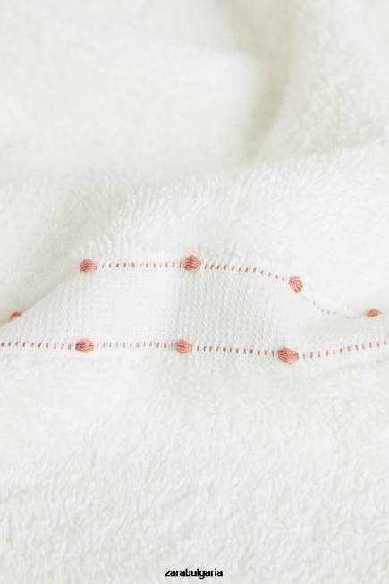 Zara аксесоари 66FT1705 унисекс бродирана памучна кърпа бяла стрида