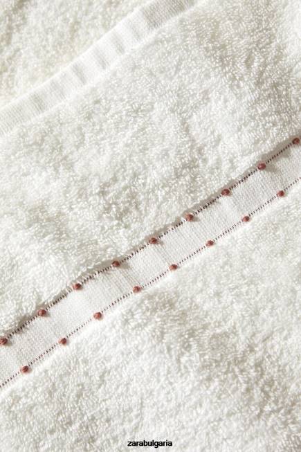 Zara аксесоари 66FT1705 унисекс бродирана памучна кърпа бяла стрида