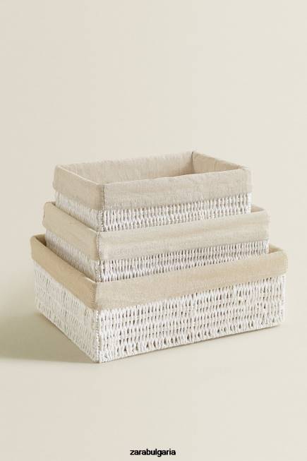 Zara аксесоари 66FT1734 унисекс правоъгълна вътрешна кошница от плат бяло