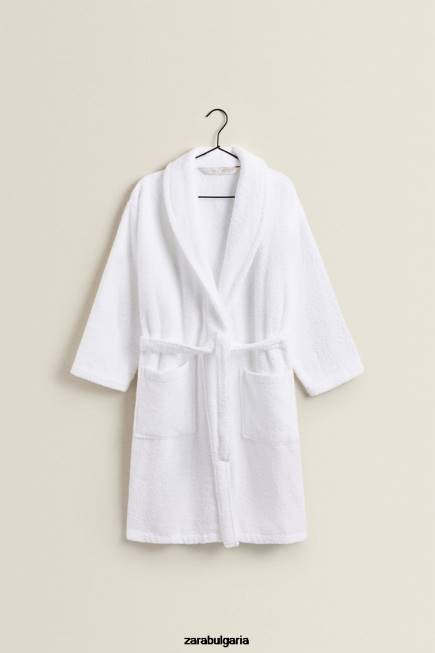 Zara аксесоари 66FT1736 унисекс първокласен памучен халат бяло