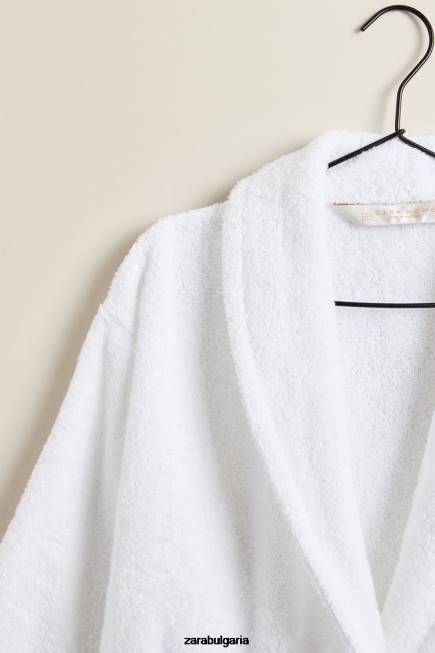 Zara аксесоари 66FT1736 унисекс първокласен памучен халат бяло