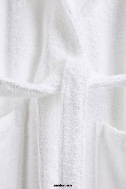 Zara аксесоари 66FT1736 унисекс първокласен памучен халат бяло