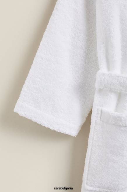 Zara аксесоари 66FT1736 унисекс първокласен памучен халат бяло
