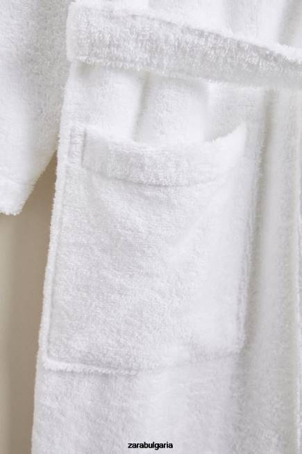 Zara аксесоари 66FT1736 унисекс първокласен памучен халат бяло