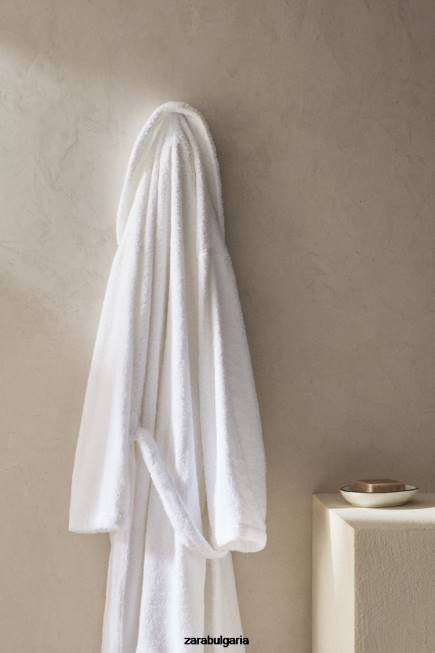 Zara аксесоари 66FT1736 унисекс първокласен памучен халат бяло