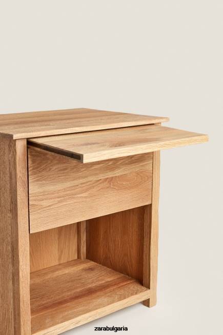Zara аксесоари 66FT1628 унисекс нощно шкафче от дъбово дърво светло бежово