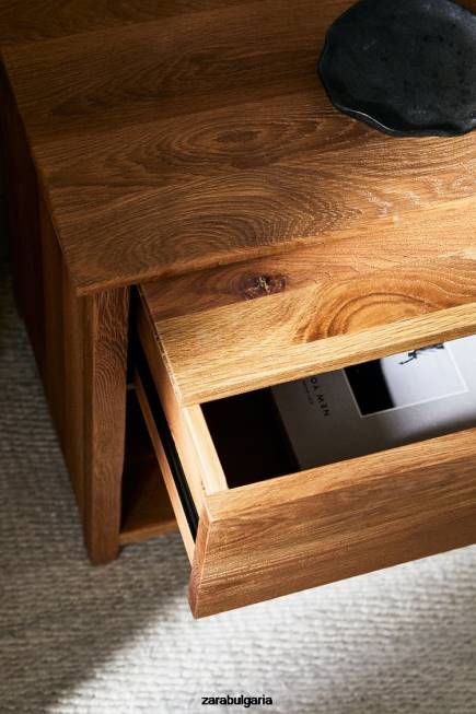 Zara аксесоари 66FT1628 унисекс нощно шкафче от дъбово дърво светло бежово