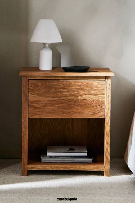 Zara аксесоари 66FT1628 унисекс нощно шкафче от дъбово дърво светло бежово