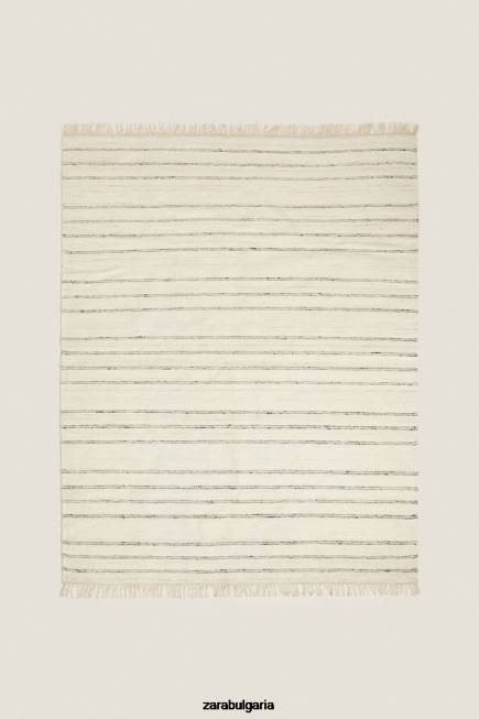 Zara аксесоари 66FT1637 унисекс раиран вълнен килим сиво