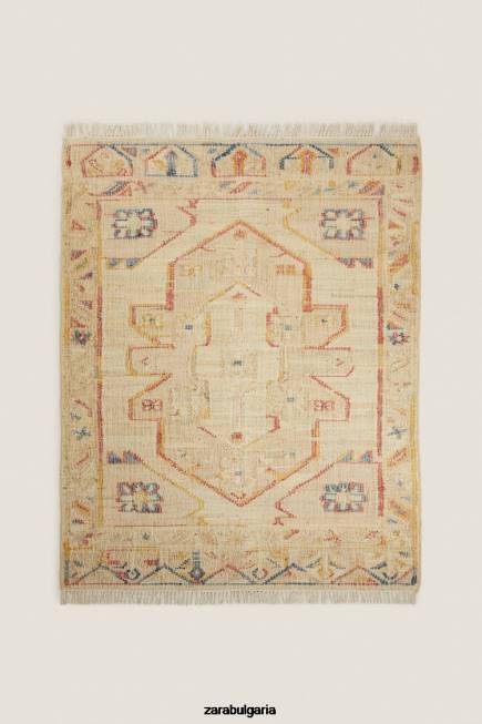 Zara аксесоари 66FT1640 унисекс ретро килим от юта светло бежово