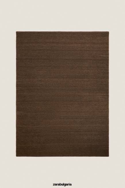 Zara аксесоари 66FT1651 унисекс килим от вълна и памук кафяво