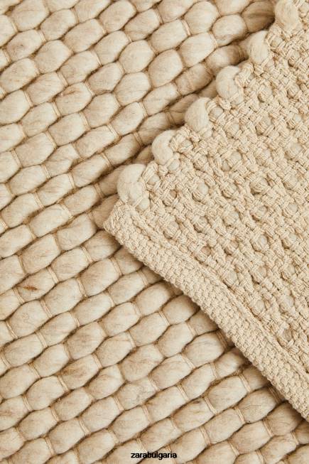 Zara аксесоари 66FT1653 унисекс филцов вълнен килим екрю