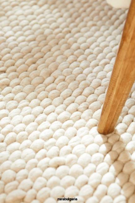 Zara аксесоари 66FT1653 унисекс филцов вълнен килим екрю