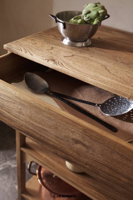 Zara аксесоари 66FT1682 унисекс дървена единица за съхранение светло бежово