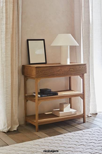 Zara аксесоари 66FT1682 унисекс дървена единица за съхранение светло бежово