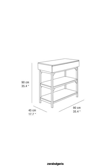 Zara аксесоари 66FT1682 унисекс дървена единица за съхранение светло бежово