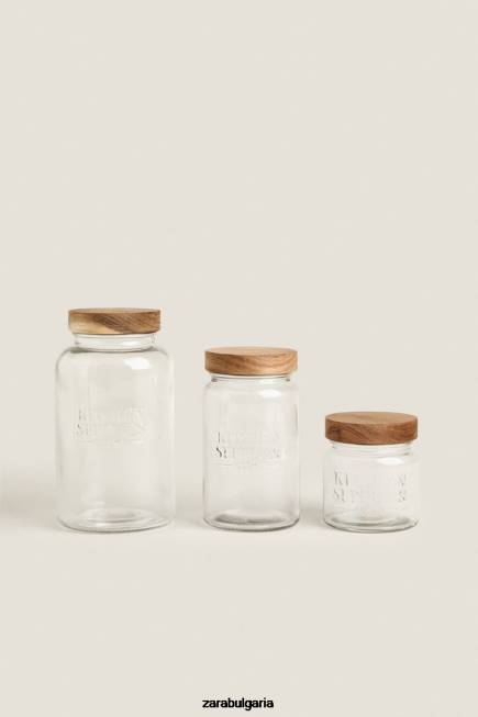 Zara аксесоари 66FT1684 унисекс стъклен буркан с винтова горна част светло бежово