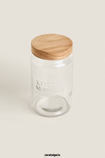 Zara аксесоари 66FT1684 унисекс стъклен буркан с винтова горна част светло бежово