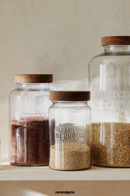 Zara аксесоари 66FT1684 унисекс стъклен буркан с винтова горна част светло бежово