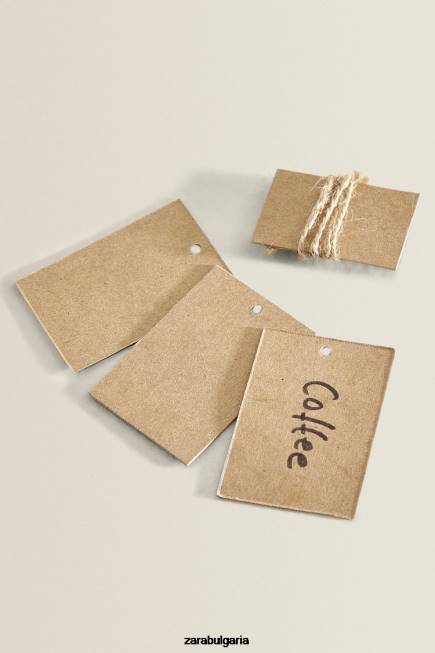 Zara аксесоари 66FT1685 унисекс буркан за съхранение от боросиликатно стъкло и дърво светло бежово