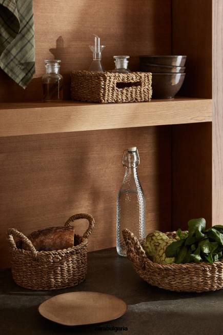 Zara аксесоари 66FT1698 унисекс плетена кошница с дръжки светло бежово