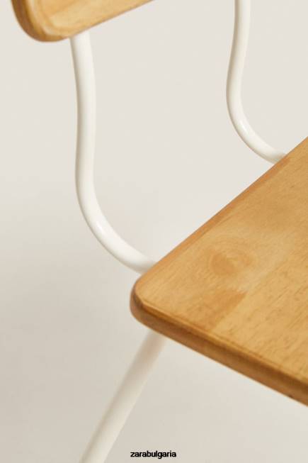 Zara аксесоари 66FT1579 унисекс дървен стол за бюро ванилия