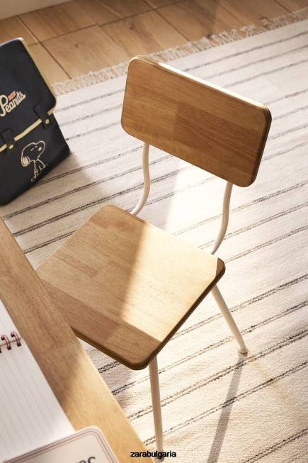 Zara аксесоари 66FT1579 унисекс дървен стол за бюро ванилия