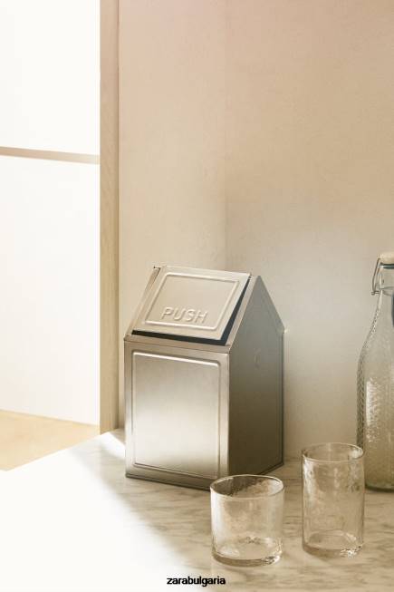 Zara аксесоари 66FT1777 унисекс кошче за отпадъци с капак (169 oz) стомана