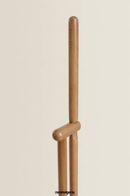 Zara аксесоари 66FT1778 унисекс дървен комплект четка и кофичка за прах бяло