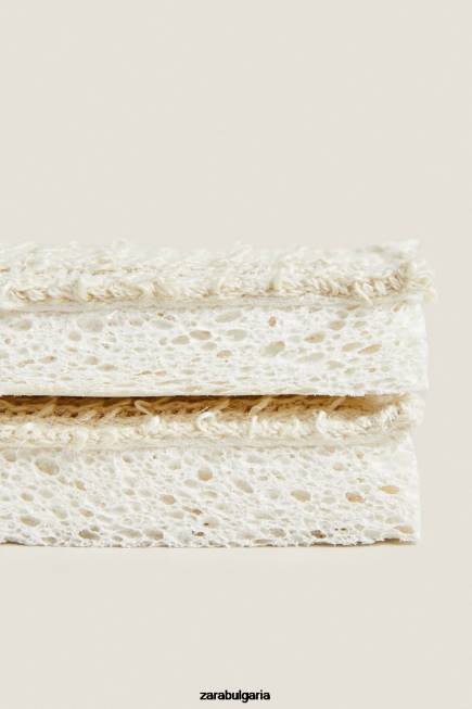 Zara аксесоари 66FT1788 унисекс гъба за почистване (пакет от 2) светло бежово