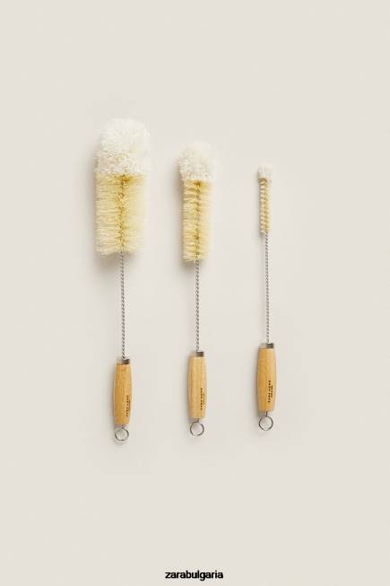 Zara аксесоари 66FT1790 унисекс четка за бутилки (пакет от 3) светло бежово