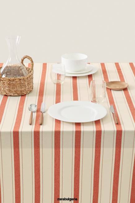 Zara аксесоари 66FT1664 унисекс раирана покривка с боядисана нишка тухла