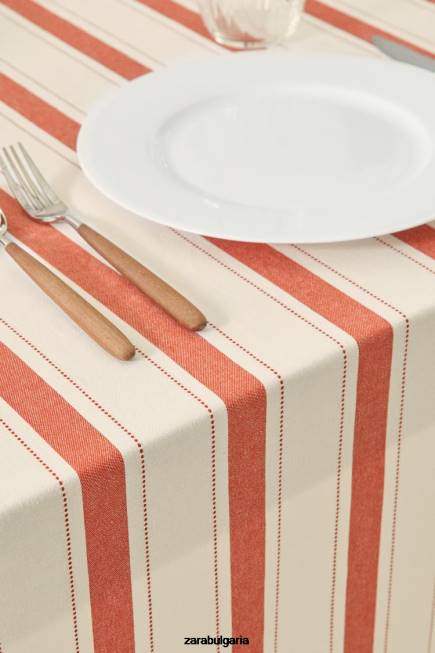 Zara аксесоари 66FT1664 унисекс раирана покривка с боядисана нишка тухла