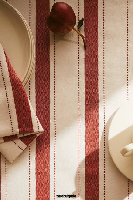 Zara аксесоари 66FT1664 унисекс раирана покривка с боядисана нишка тухла