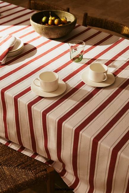 Zara аксесоари 66FT1664 унисекс раирана покривка с боядисана нишка тухла