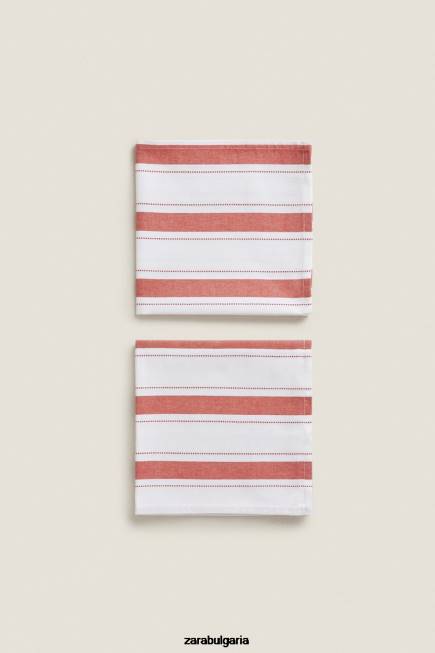 Zara аксесоари 66FT1665 унисекс салфетки от боядисани конци (пакет от 2) тухла