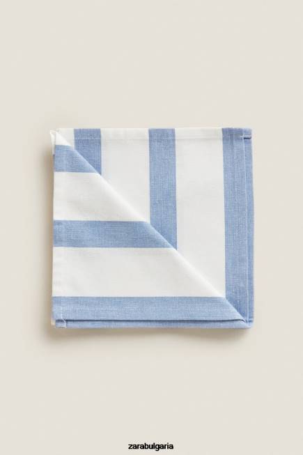 Zara аксесоари 66FT1667 унисекс раирани памучни салфетки (комплект от 2) син